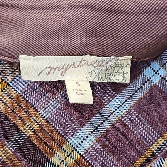 Mystree Shacket Women's Small Purple Brown Long Sleeve Snaps EUC LN Heavy Task - Picture 5 of 16